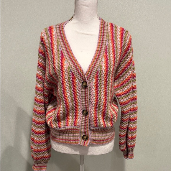 Pink Rose Vibrant Striped Cardigan - Picture 1 of 10